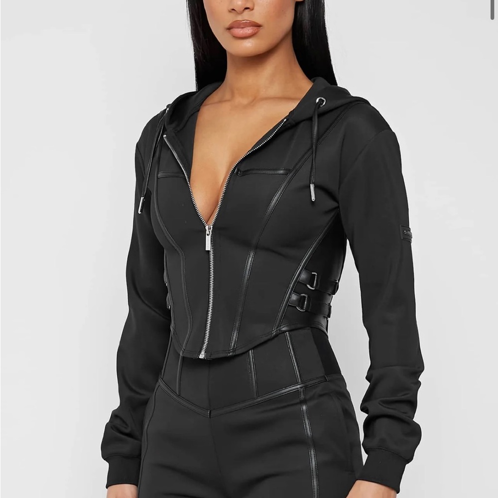 Maniere De Voir Black Corset Hoodie S/M